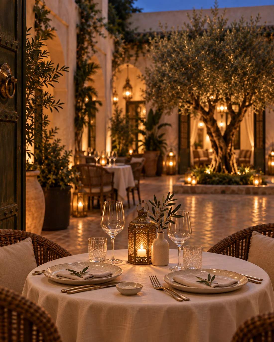 Les détails d’une table dressée pour un dîner privé